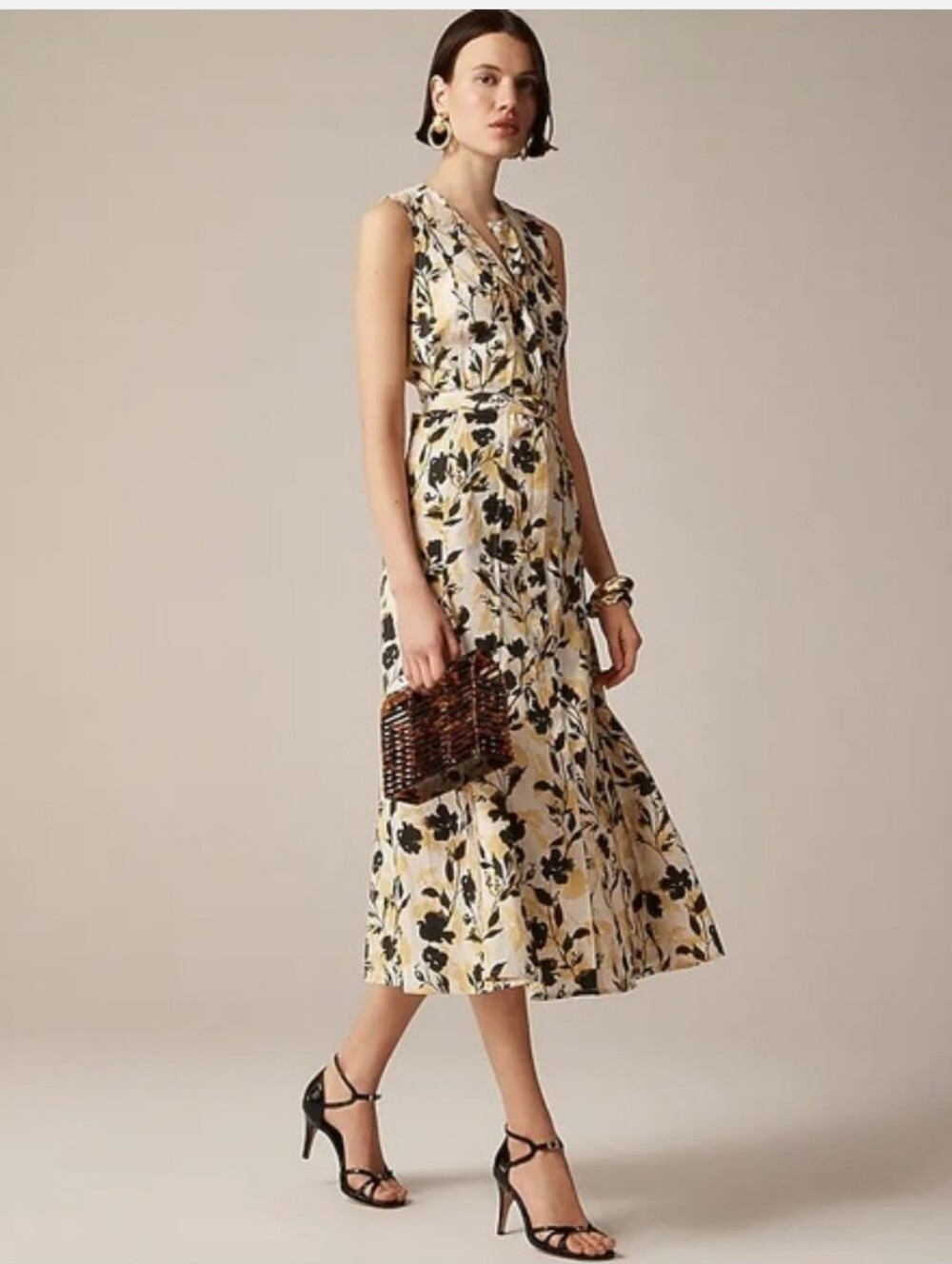 J. Crew Sleeveless Floral Midi Dress Large Tall